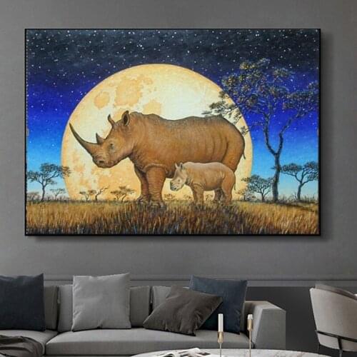 New Hot Full Square Round Diamond Embroidered Animal Rhino Mother and Child DIY Love Diamond Painting Mosaic Art Handmade Gift