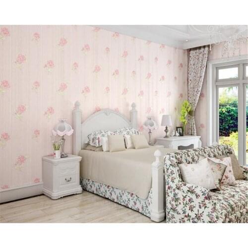 Beibehang papel de parede Stereo Simple Pastoral Floral Nonwovens Wallpaper Warmer Bedroom Living Room Background Wall tapety