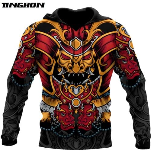 Autumn Fashion Retro Hoodies Beautiful Samurai Armor 3D Printed hoodies Unisex Zip Pullover Casual Harajuku Streetwear WS83