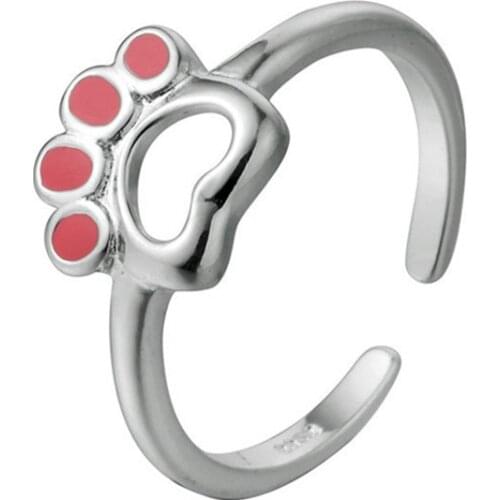 Hollow Out Animal Cat Dog Paw Open Rings for Women Girls Lovely Animal Print Jewelry alloy Cute Cat Paw Rings nice gift