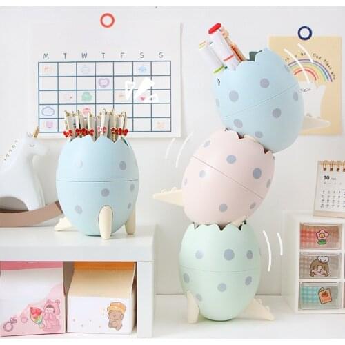 Creative Cute Dinosaur Egg Plastic Pen Holder Stand Office Desk Organizer Pencil Pot Container Stationery Storage Box Kids Gift