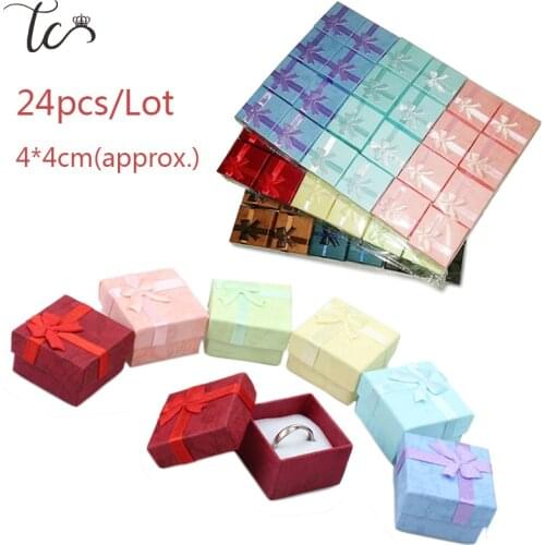 Ring Gift Box Jewelry Display Container Trinket Box Ear Studs Storage Holder Packaging Box Jewellery Organizer 24pcs/lot
