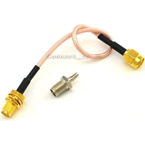 0.5ft RP SMA Male to RP-SMA Female Connector RF Adapter Extension Jumper Cord 15cm RG316 +SMA Female to CRC9 Male Coax Connector