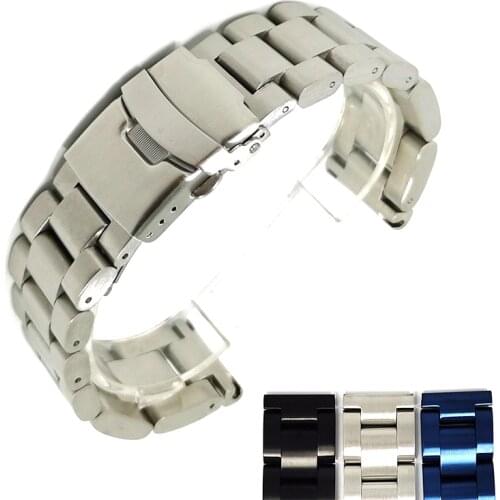 Super Thick Thickness 5.7mm Wristband Rough Style Watch Band 22mm 24mm 26mm Stainless Steel Brush Matte Finish Metal Strap