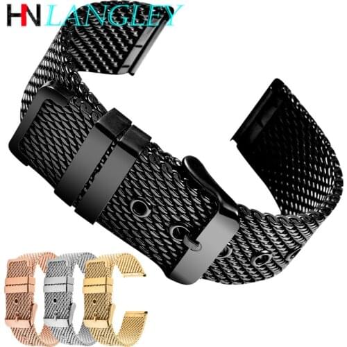 1.0 Mesh Woven Strap Stainless Steel Watch Band 20mm 22mm for Samsung Galaxy Active 3 Watch Strap 18/24mm Band