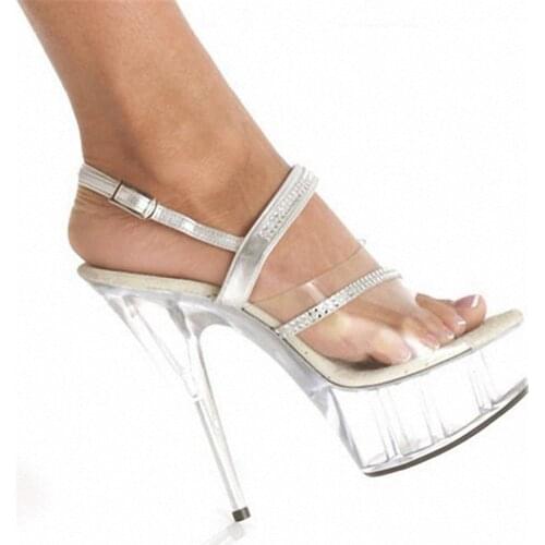 15 CM High-Heeled Crystal Sandals Nightclub Dance Shoes Pole Dancing Shoes Model High Heels Womens Shoes
