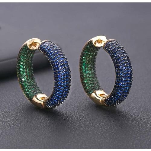 Janekelly Luxury Cubic Zircon mix Round shape Big Hoop Earrings for Women Wedding Crystal CZ Party Jewelry Engagement Earring