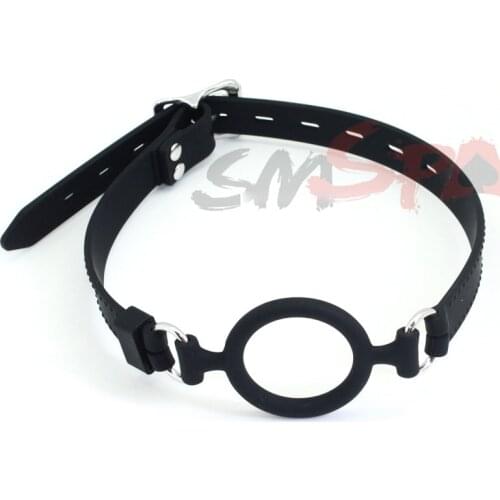 Smspade silicone bondage restraint gag,open mouth gag,oral sex ring gag for couples,sex restraints gag with locking buckles