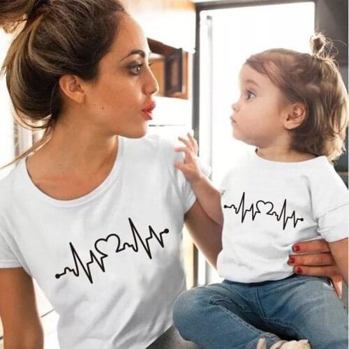 Heartbeat love family matching clothes family look mommy and me clothes matching family outfits Cotton Tops Kids Boys T-shirt