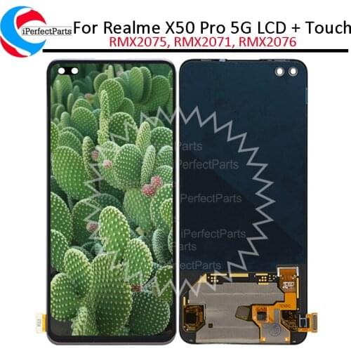 Super AMOLED For Oppo Realme X50 Pro 5G LCD RMX2075, RMX2071, RMX2076 Display Touch Panel Screen Digitizer For Realme X50 Pro 5G