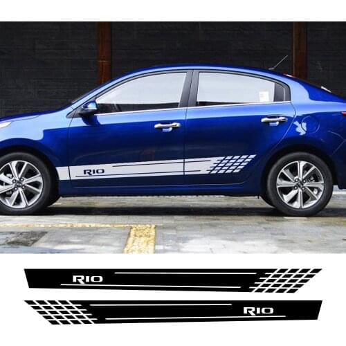 2PCS Auto Door Side Skirt Stripes Stickers Car Decor Decals For Kia Rio 3 4 K2 K3 X-Line Reflective Auto Vinyl Films Accessories