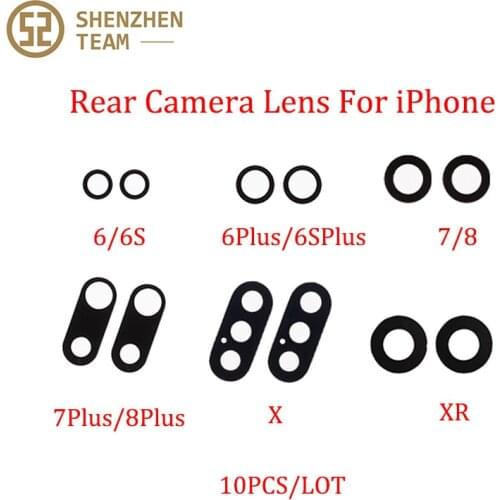 SZteam 10PCS For iPhone Rear Camera Lens Original Replacement Parts iP6 7 8 X XS MAX XR 11 12 Back Camera Glass With 3M Sticker
