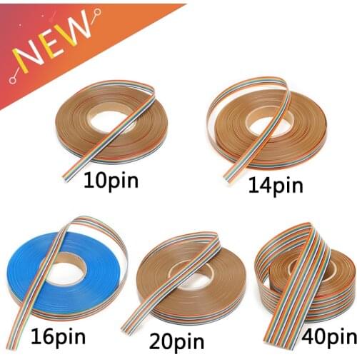 1 Meter 16 Pin Flat IDC Ribbon Extension Cable 10/14/20/26/34/40/50pin Rainbow Wire With 1.27mm Line Pitch Connect Wires