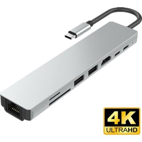 USB C HUB Type C to HDMI 4K Ethernet USB 3.0 SD/TF Card Reader USB-C Power Delivery for MacBook Pro DELL USB C 3.1 Splitter