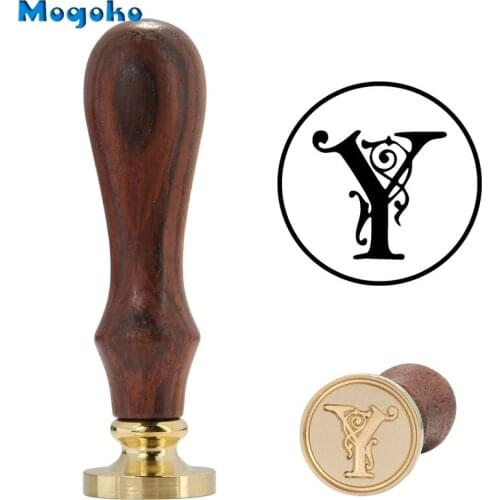Mogoko Sealing Wax Stamp Vintage Wooden Handle Gothic Letter Alphabet Wax Badge Seal Stamp Letter A-Z Envelope Wine Bottle Decor