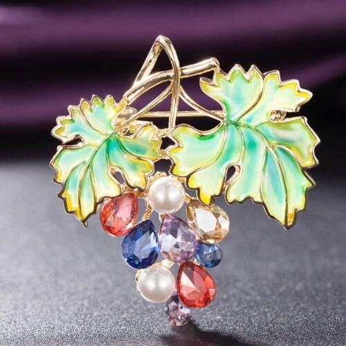 Zlxgirl Jewelry mixed color copper and alloy two design Grape fruit shape brooch jewelry brand women wedding scarf pins new year