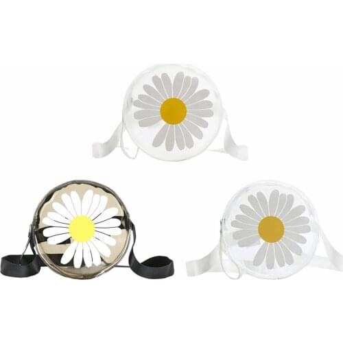 Women Fanshion Daisy Jelly Shoulder Bag Ladies Leisure Wide Buckle Strap Crossbody Transparent Bag Daily Supplies