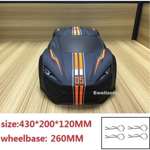 1/10 R/C car parts 1/10 R/C racing on-road drift car painted PVC Matte Body Shell (430*200mm,wheelbase 260mm) blue yellow black