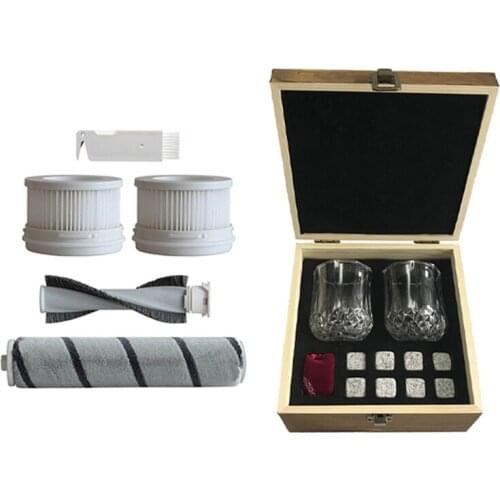 1Set HEPA Filter Fluffy Cashmere Roller Brush For XIAOMI MIJIA Dreame V9 V10 & 1Set Bourbon Rocks Whisky Chilling Stones
