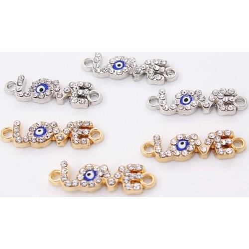 10pcs/lot Crystal Rhinestone LOVE Connector For Shamballa Jewelry Making Fit DIY Bracelet 25mm*7mm