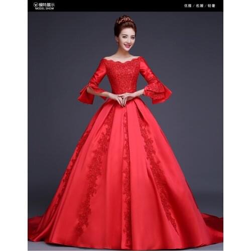 100%real red beading court trailing princess medieval dress Renaissance Gown queen Victoria/Antoinette/ball gown/Belle Ball