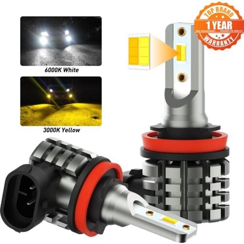 Dual Color H8 Led Fog Bulb H11 Led Canbus Day Light For BMW E46 E90 E60 E39 F10 F30 X5 E53 E87 M3 M5 6000K White 3000K Amber 12V