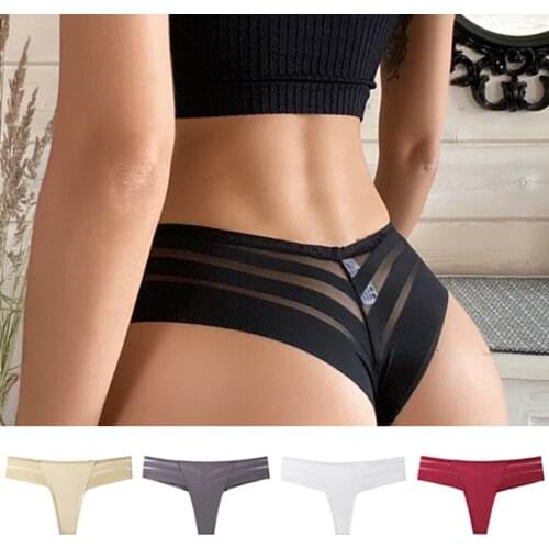 2PCS/Set Sexy Womens G-string Panties Seamless Panties Perspective Underwear See-Through Underpants Girls Intimates Lingerie