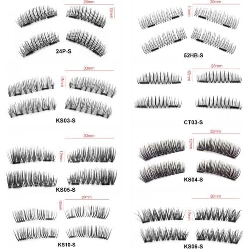 4pcs/pair Double Magnetic Eyelashes No Glue 3D False Fake Eye Lashes Extension Soft Hair Reusable Handmade New arrive C286