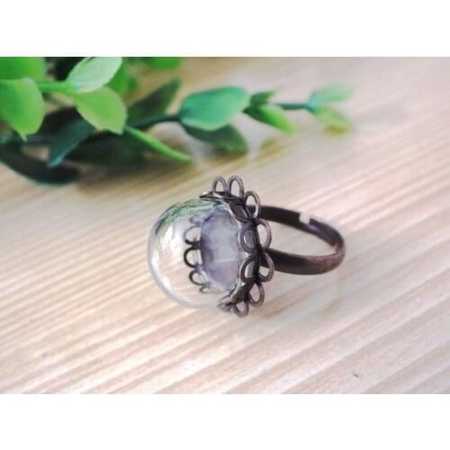 5sets 15mm glass globe & bronze plated ring flower finding set glass global set glass vial glass cover jewelry findings