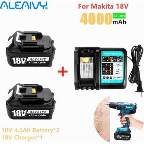 2021 NEW Aleaivy 18V 4.0Ah Rechargeable Li-ion Battery For Makita Power tool 18 v Batteries BL1840 BL1850 BL1830 BL1860B LXT 400