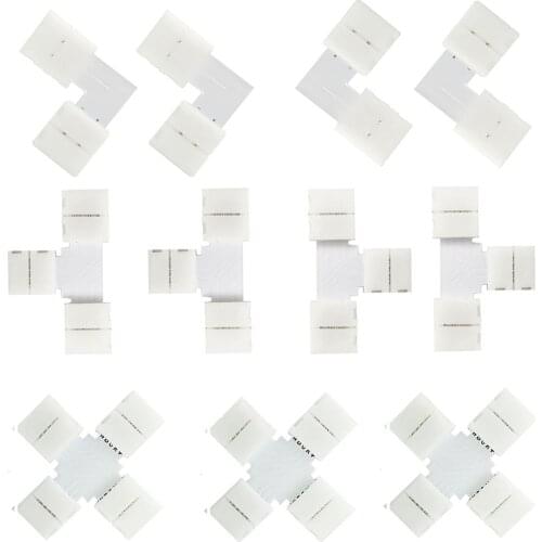 Solderless Accessories 2/3/4/5pin T/L/X-Shaped Corner Connector 10mm Wide for WS2812 3528 5050 RGB RGBW LED Strip