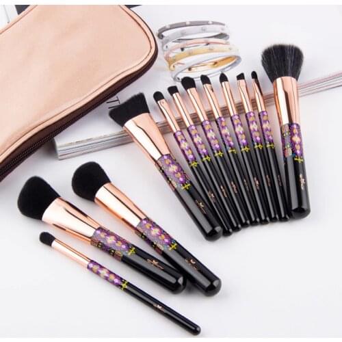 Anmor 12Pcs Makeup Brushes Set Professional Make Up Brush Synthetic Hair Foundation Eyeshadow Eyebrow Portable Cosmetic Bag