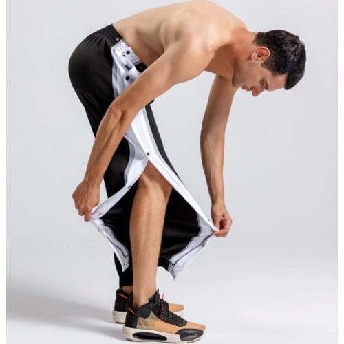 Basketball professional full buttons traning pants warm-up trousors easy open pregame buttons pants