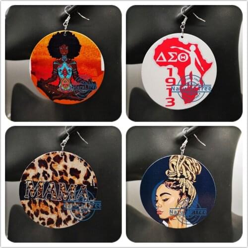 Free Shipping! newest Black woman Wooden Earrings