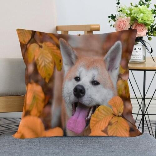 Custom Akita Dog Decorative Pillowcase Square Zippered Fabric Pillow Cover 35X35,40x40,(One Side)