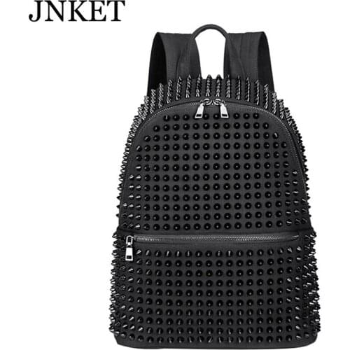 JNKET New Fashion Womens Rivet Backpack Canvas Backpack Laptop Bag Casual Outdoor Travel Bagpacks