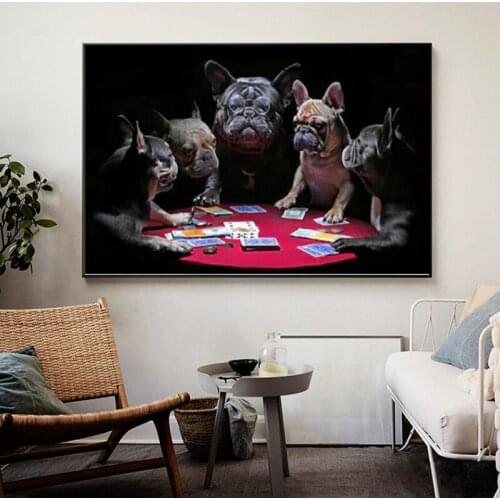 Dogs Playing Poker Cards Art Canvas Painting Wall Art Canvas Funny Animal bulldog Pictures Home Wall Decor Posters and Prints