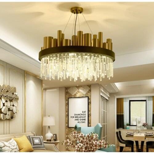 Creative Light Luxury Postmodern Crystal Glass Chandelier Modern Simple Living Room Dining Chandelier Round Ceiling Lamp