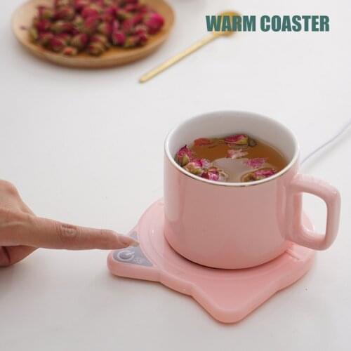 Cute Thermostatic Coaster Cup Heater 16W 220V 55 Degree Thermostatic Coaster Office Home Cat Constant Temperature Warmer Pad