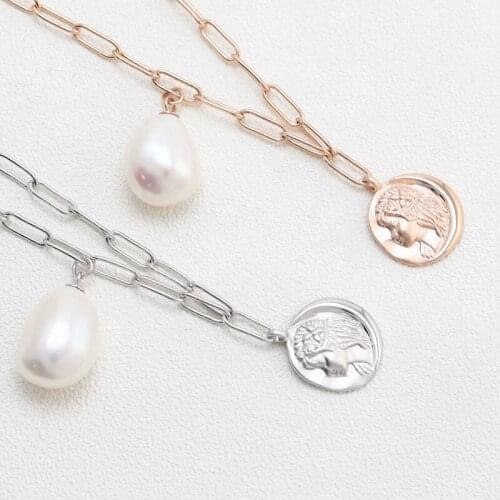 Fashion Hyperbole Silver Necklace for Party 100% Real 925 Silver Pearl Necklace Sterling Silver Freshwater Pearl Jewelry