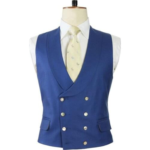 Royal Blue Formal Men Suit Vest with Double Breasted One Piece Male Waistcoat Shawl Lapel Custom Slim fit Wedding Groom Tuxedo