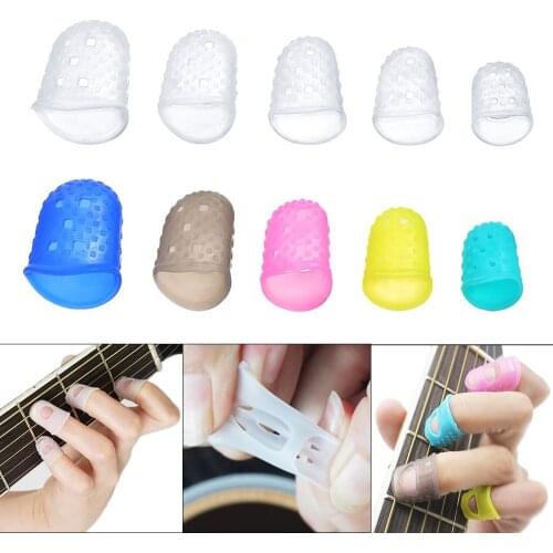 25pcs/lot Guitar Accessories Kit 0.46-1.0mm Guitar Picks + Full-size Silicone Fingertip Cover Pressed String Fingers Protector