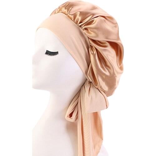 2021 New Extra Large Satin Bonnet Women Silk Sleep Night Cap Hat Hair Bonnets Femme Cheveux Nuit Chapeau Casquette Gorras Hats