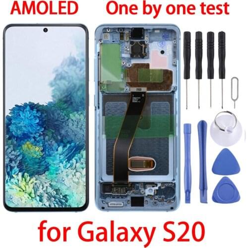 6.2 inches for S20 Original Dynamic AMOLED Material LCD Screen and Digitizer Full Assembly with Frame for Galaxy S20