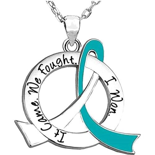 Engraved Engraved Message It Came We Fought I Won Ribbon Breast Colon Cancer Diabetes Organ Donors Awareness Necklace