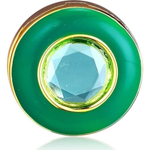Fits Europe Reflexions Bracelets Shine Reflexions Green Circle Clip Charm 925 Sterling Silver Jewelry Beads DIY Making Fashion F