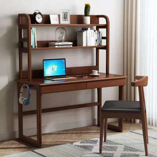 Nordic solid wood desk Japanese contracted desk children students desk desktop computer desk home with bookshelf