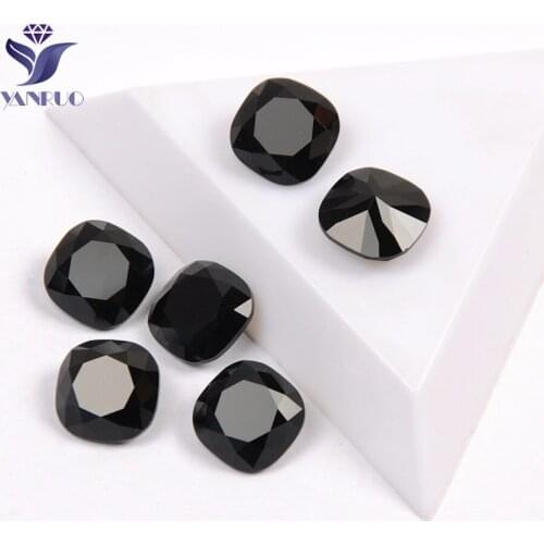 YANRUO 4470 Cushion Cut Jet Rhinestones Glass Crystal Diamond Crystal Rhinestones For Needlework Stones