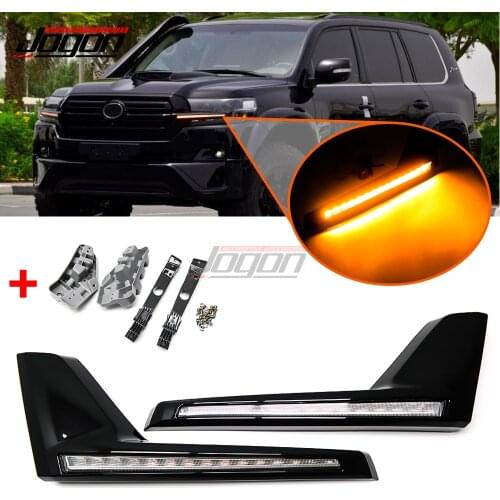Led Dynamic Front Grille Bumper Fog Lamp Turn Siganl Daytime Running Light DRL For Toyota Land Cruiser LC200 FJ200 2016-2021