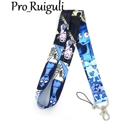 30pcs Corpse Bride funny Vintage anime movie Neck Strap Lanyards ID badge card holder keychain Mobile Phone Strap Gift webbing